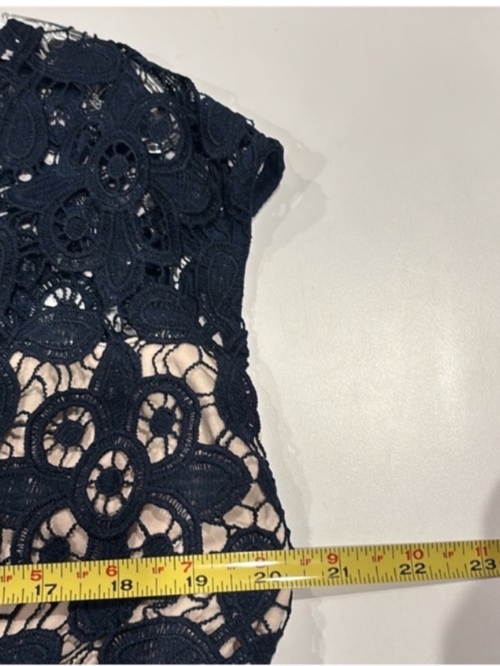 Soieblu NEW Navy Lace Dress Nude Underlay Knee Length Fit N Flare Womens 1X - Picture 10 of 13